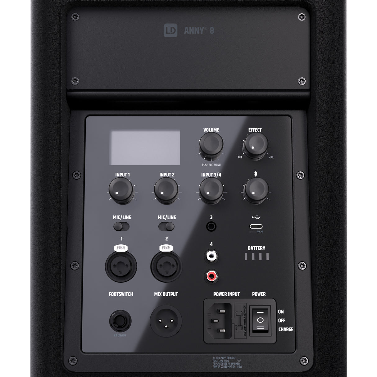 LD Systems ANNY® 8 - Altavoz PA portátil a batería con Bluetooth® y mixer, Black de escenario