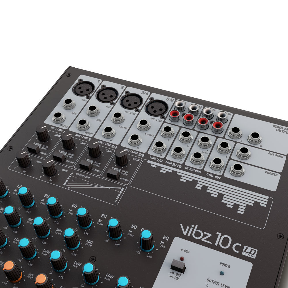LD Systems VIBZ 10 C – Consola de mezcla de 10 canales con compresor