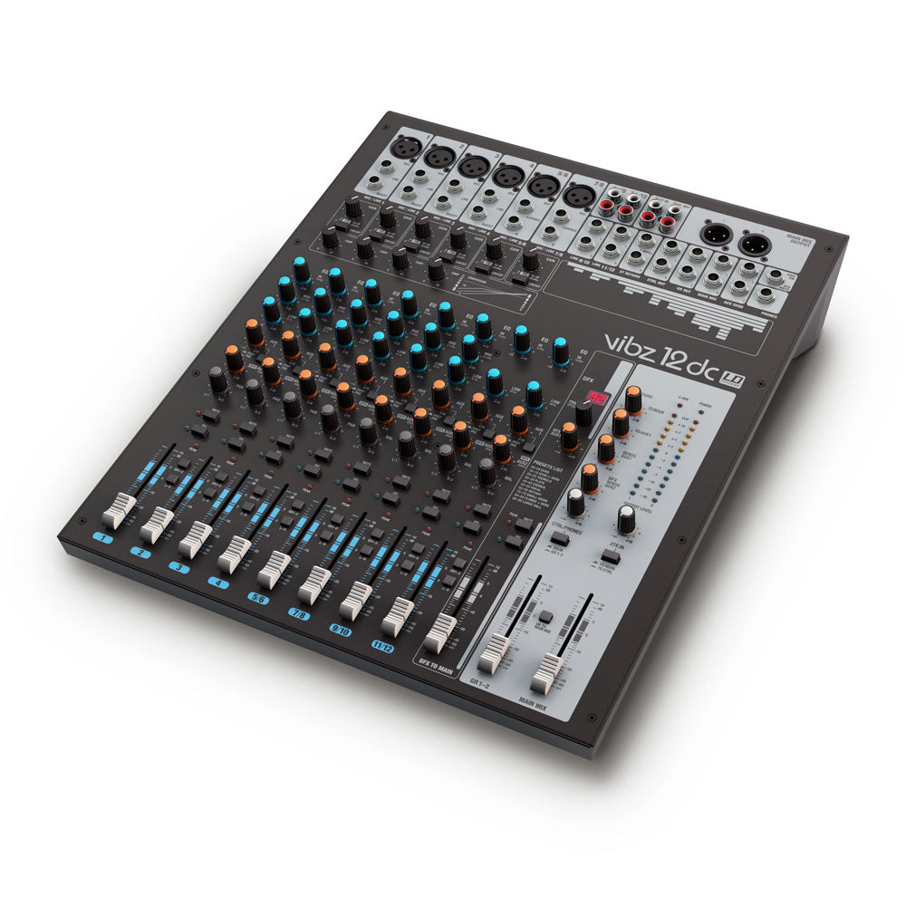 LD Systems VIBZ 12 DC - Consola de mezcla de 12 canales con DFX y compresor