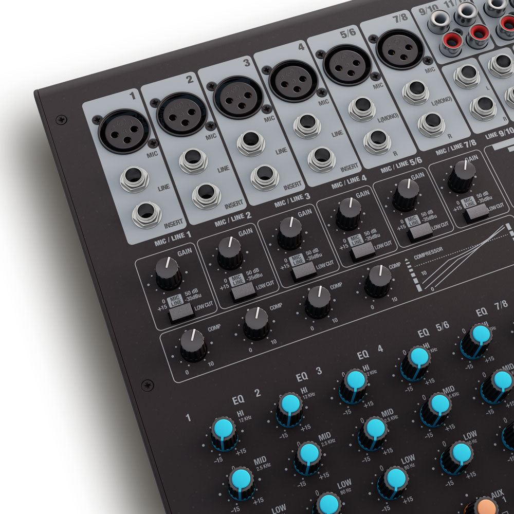 LD Systems VIBZ 12 DC - Consola de mezcla de 12 canales con DFX y compresor
