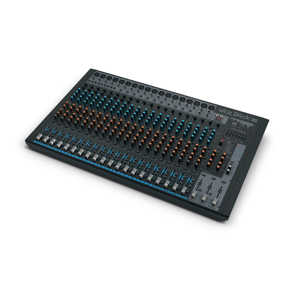 LD Systems VIBZ 24 DC - Consola de mezcla de 24 canales con DFX y compresor