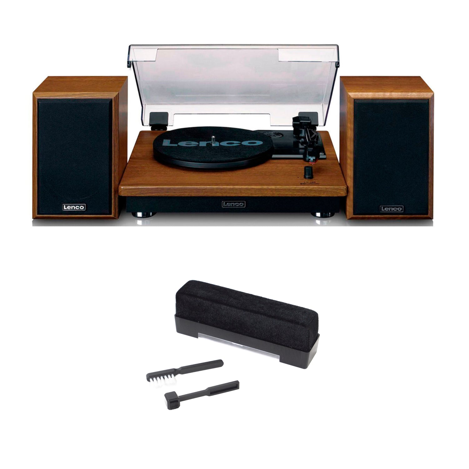 Lenco LS-100 Turntable Bundle with Speakers (Teak)