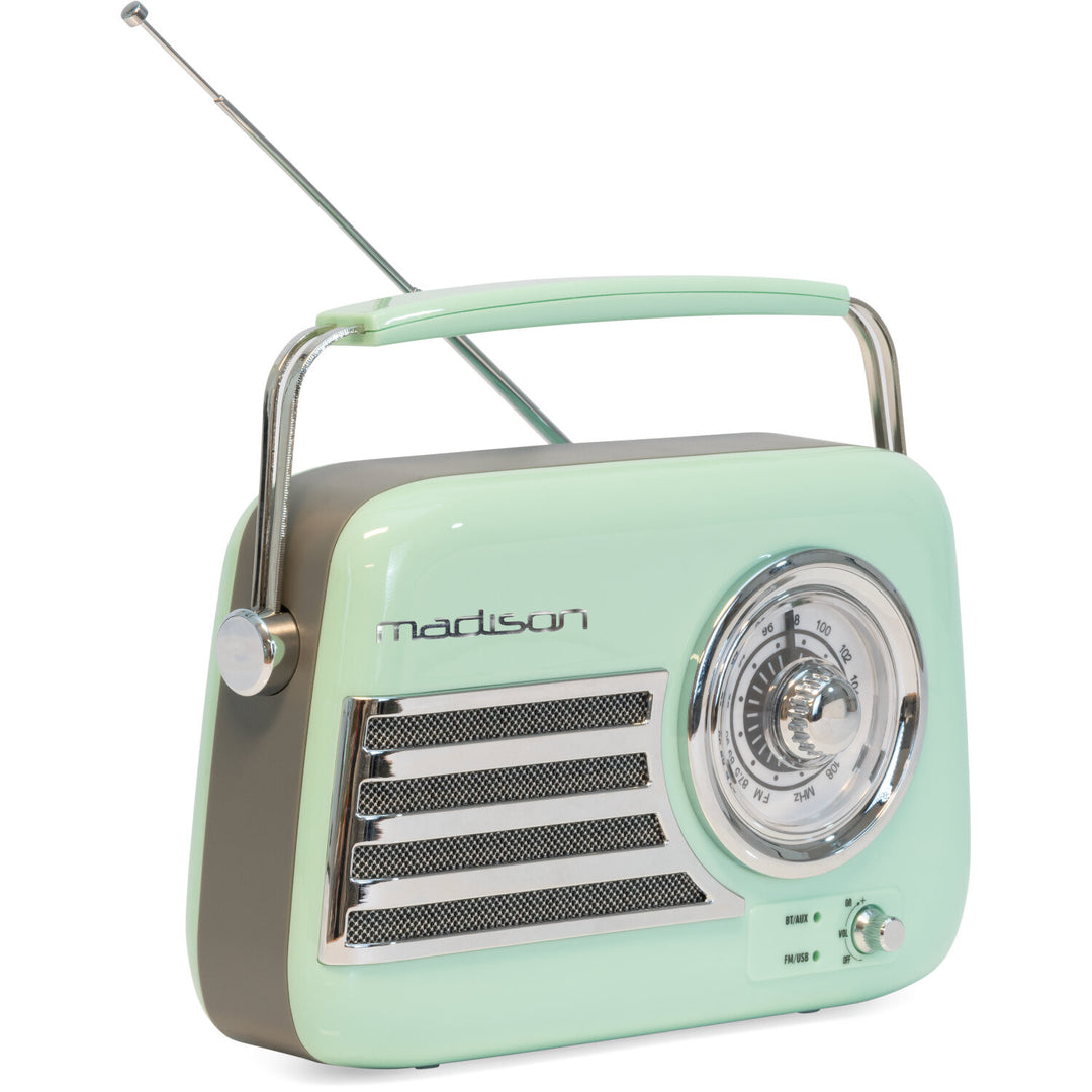 Madison Retro Radio con Bluetooth y FM (Menta)