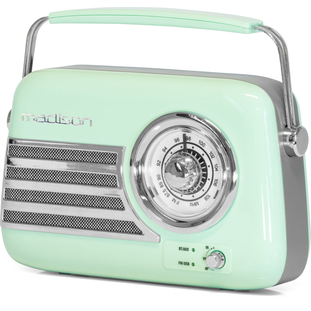 Madison Retro Radio con Bluetooth y FM (Menta)