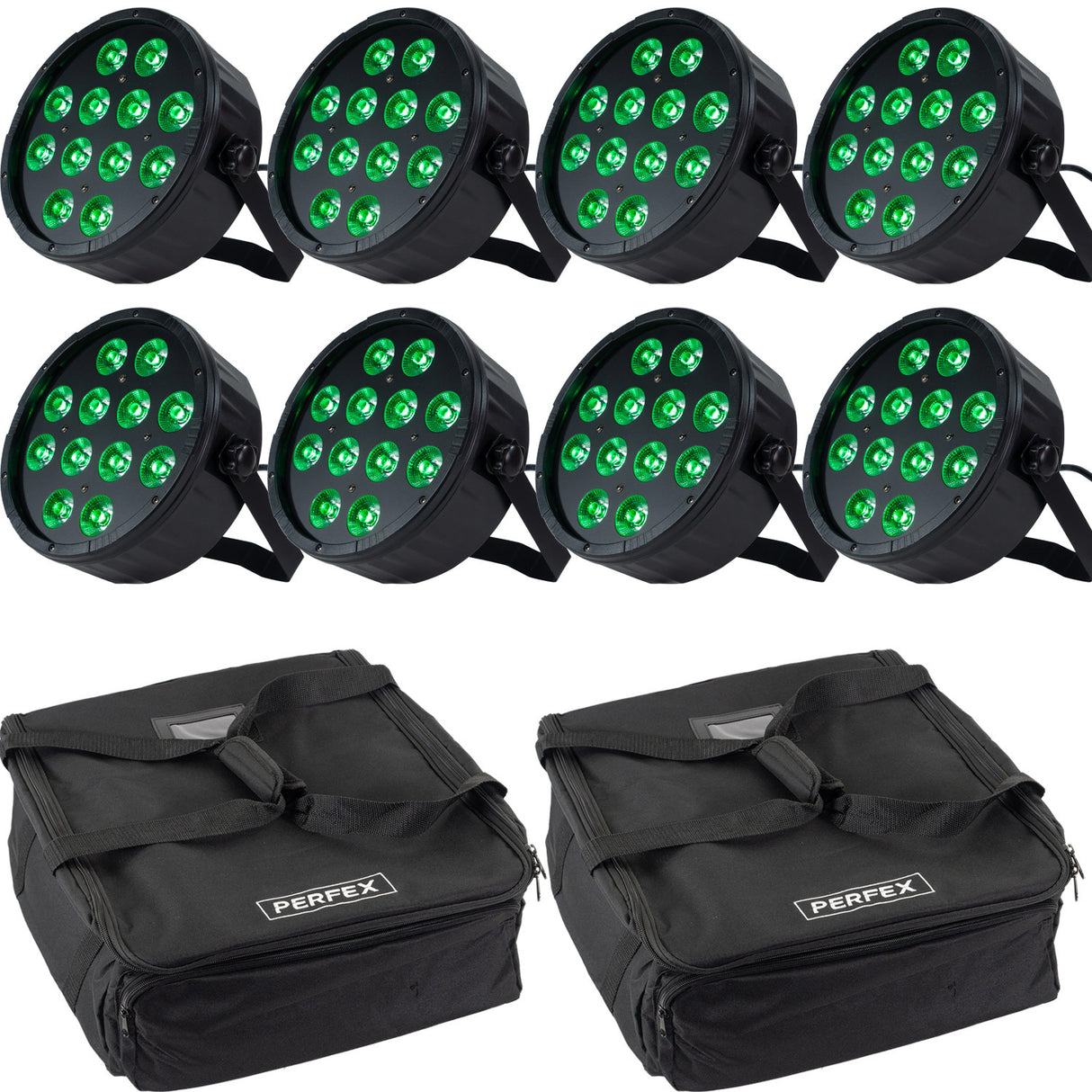 Marconi Polaris 12x12W RGBW Parlampe 8 uds. Paquete c/taske