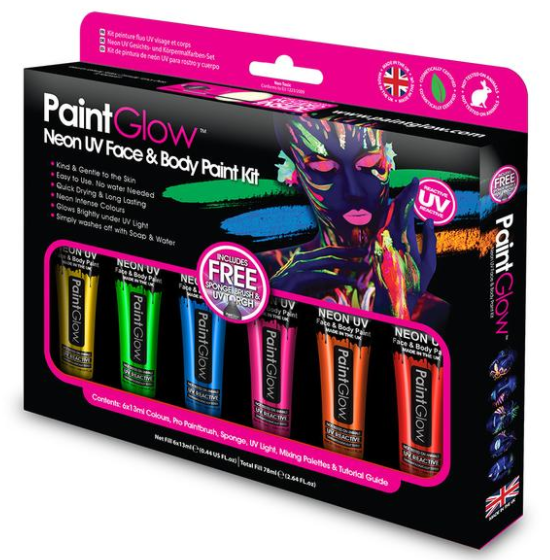 Set de pintura facial y corporal UV neón