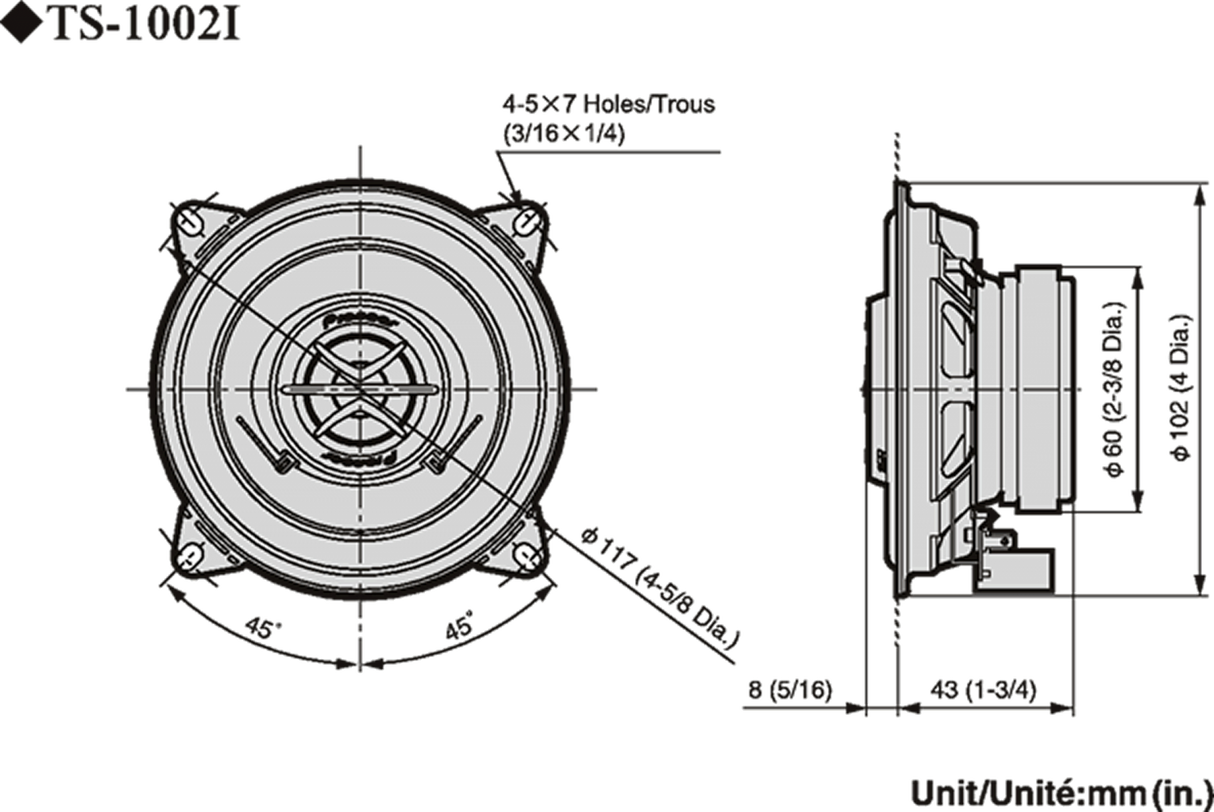 Pioneer TS-1002i Conjunto de Altavoces para Coche (10cm, 4")