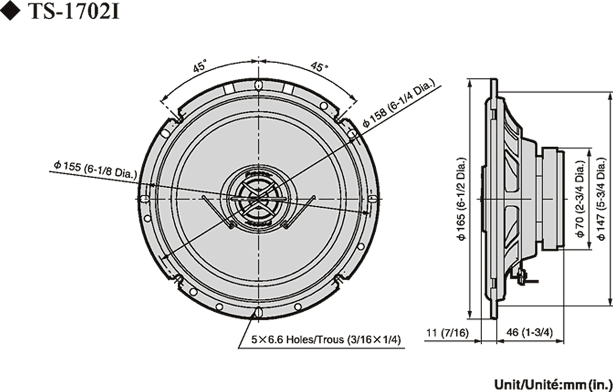Pioneer TS-1702i 17 cm. speakers