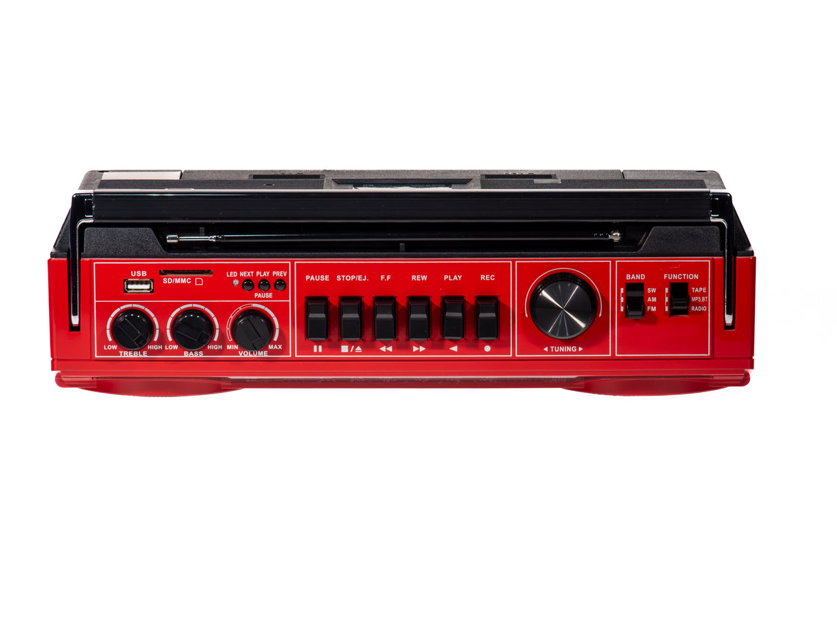 Studio 57 Reproductor de casetes con FM y Bluetooth, Rojo