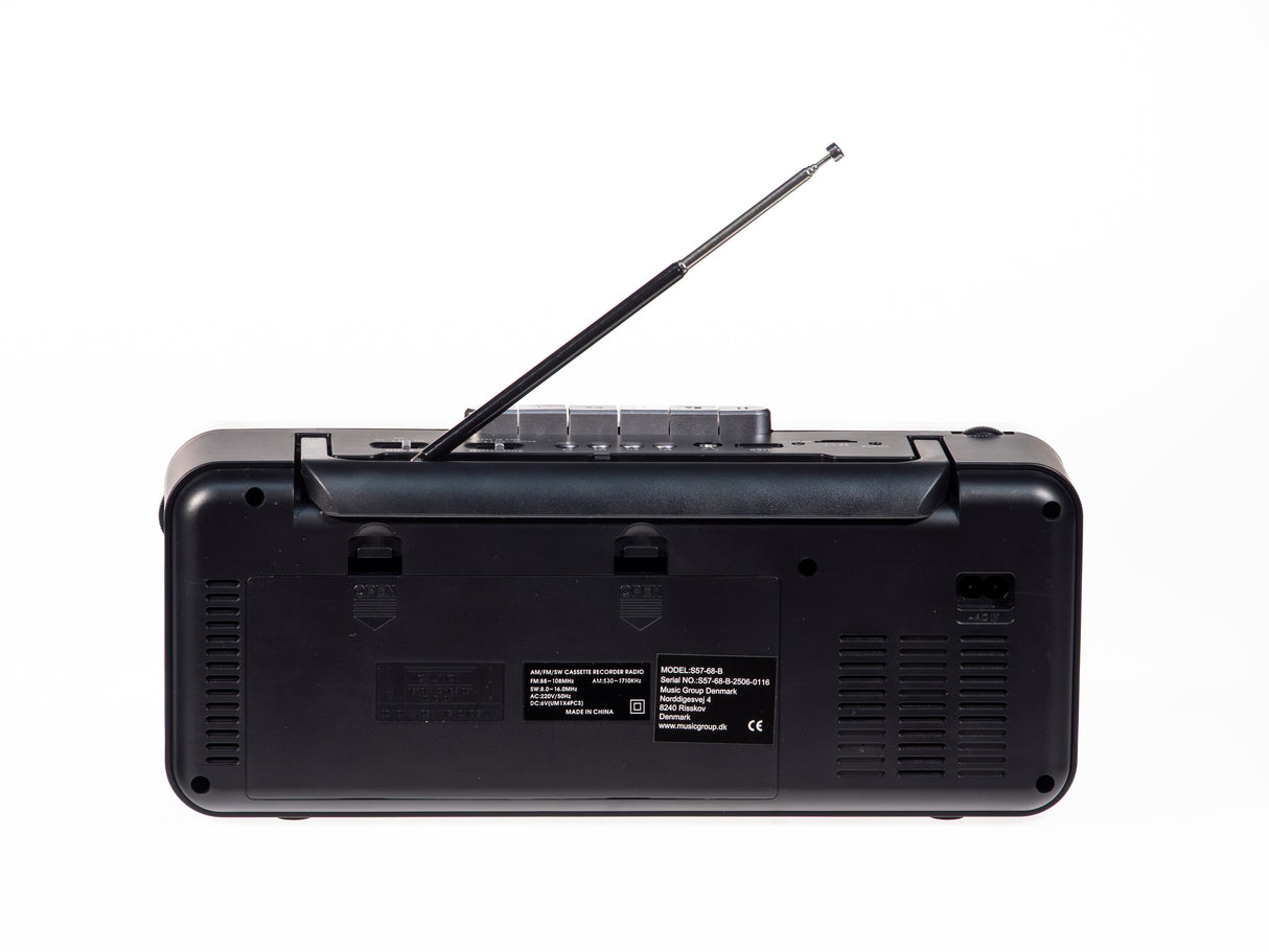 Studio 57 Reproductor de casetes con FM y Bluetooth, Negro