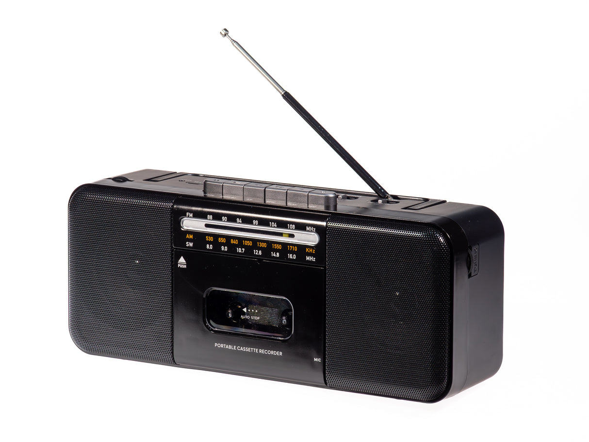 Studio 57 Reproductor de casetes con FM y Bluetooth, Negro