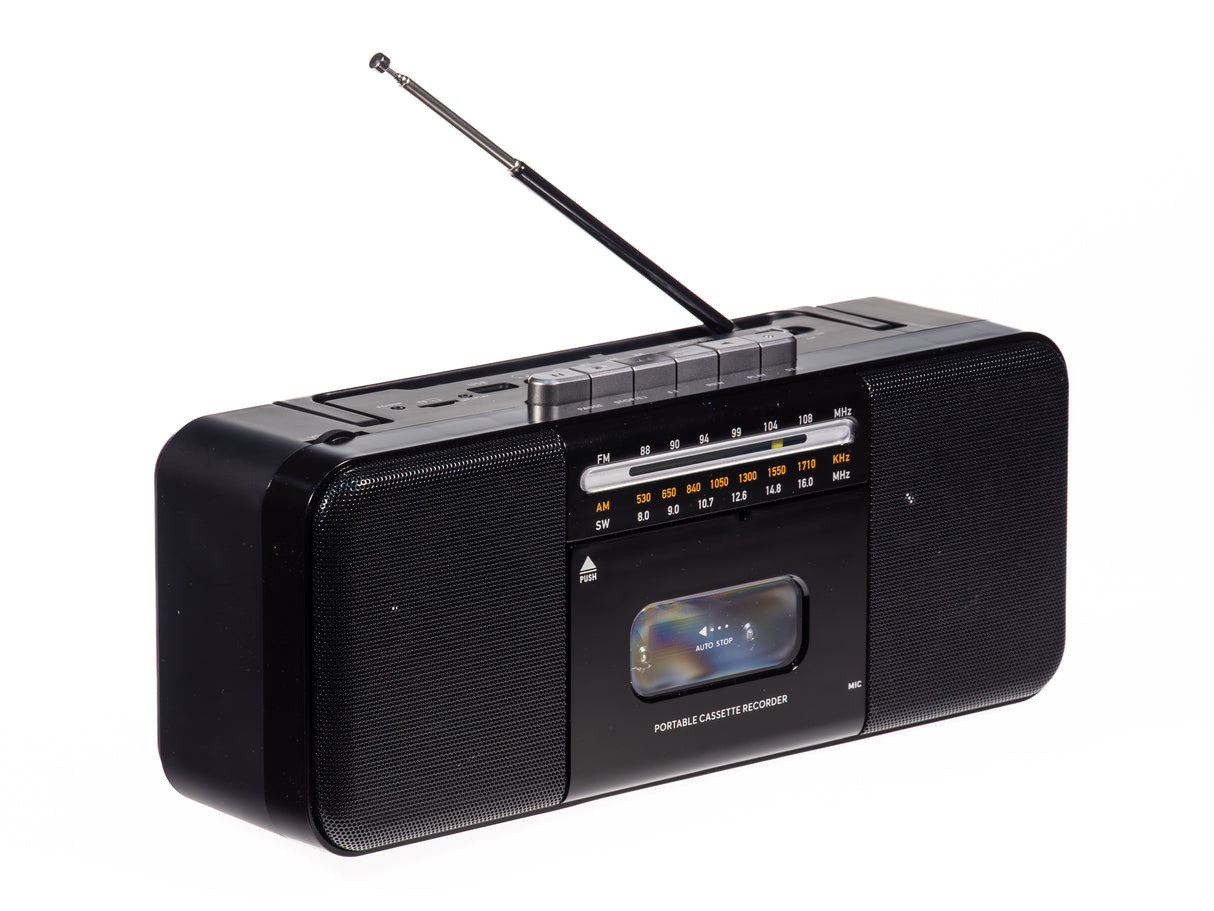 Studio 57 Reproductor de casetes con FM y Bluetooth, Negro