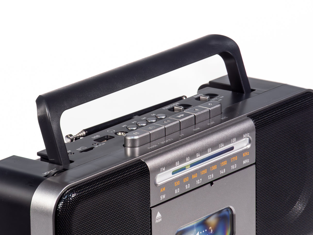 Studio 57 Reproductor de Cassettes con FM y Bluetooth, Gris