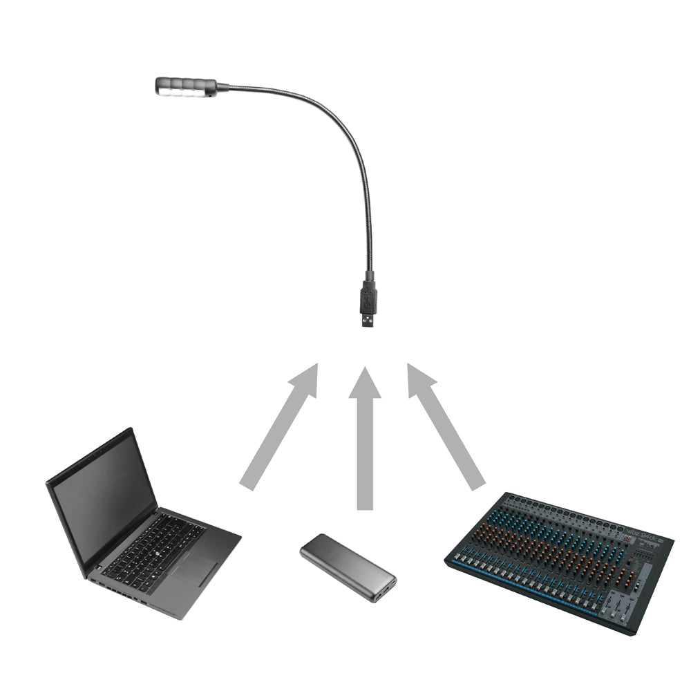 Adam Hall Stands SLED 1 ULTRA USB C - Lámpara de cuello de cisne, conector USB, 4 COB-LED y colores opcionales