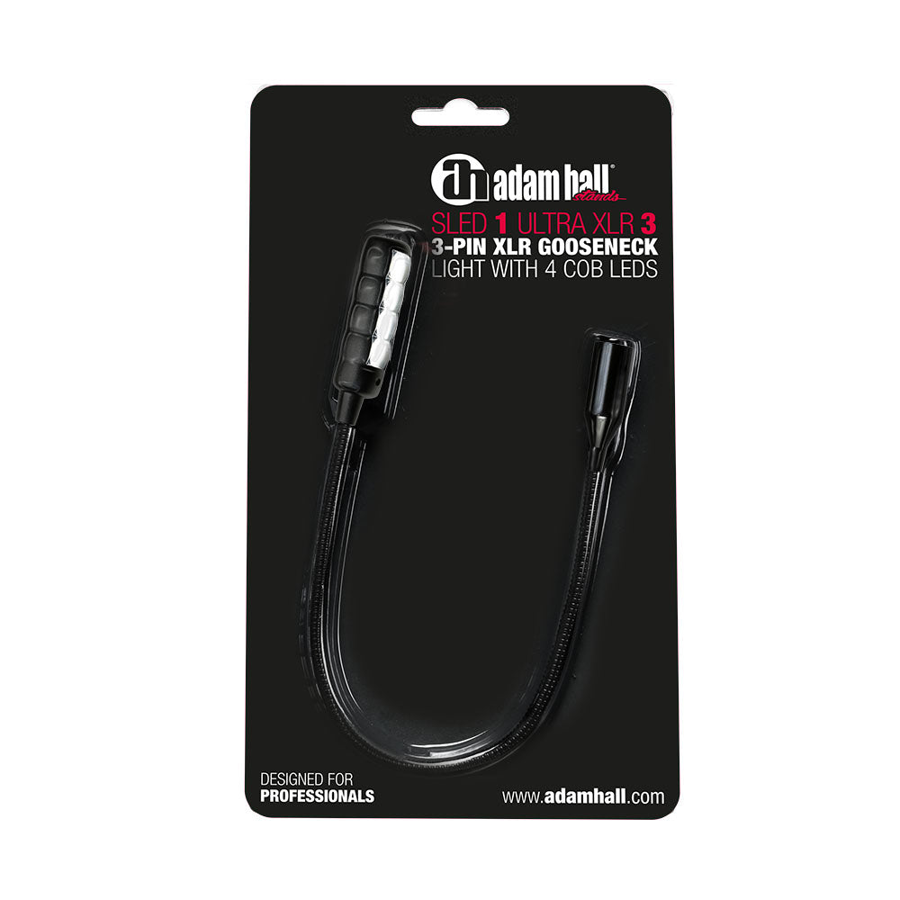 Adam Hall Stands SLED 1 ULTRA XLR 3 - Lámpara de cuello de cisne XLR de 3 pines con 4 COB-LED