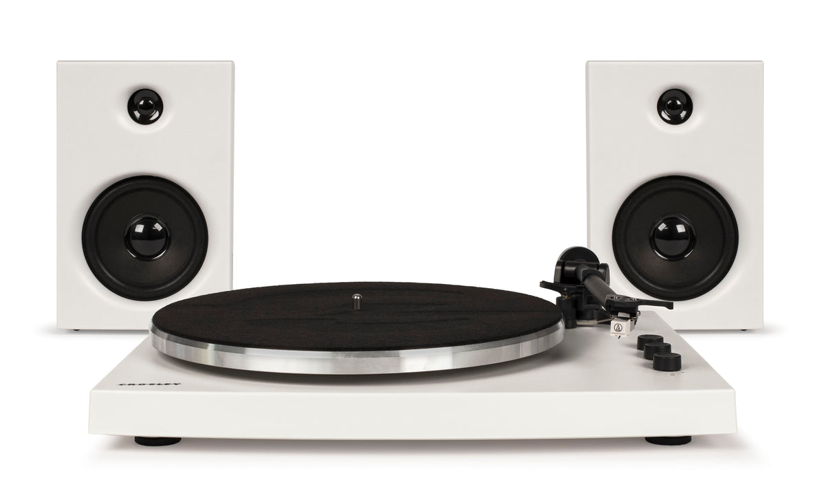 Crosley T150 Turntable with Speakers (White)
