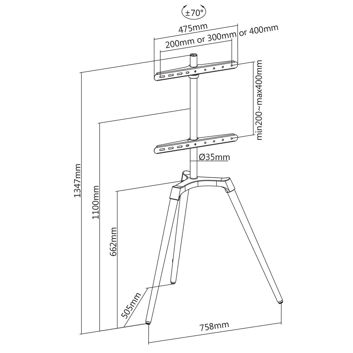 Tv Floor stand (Black, Beech 50-65")