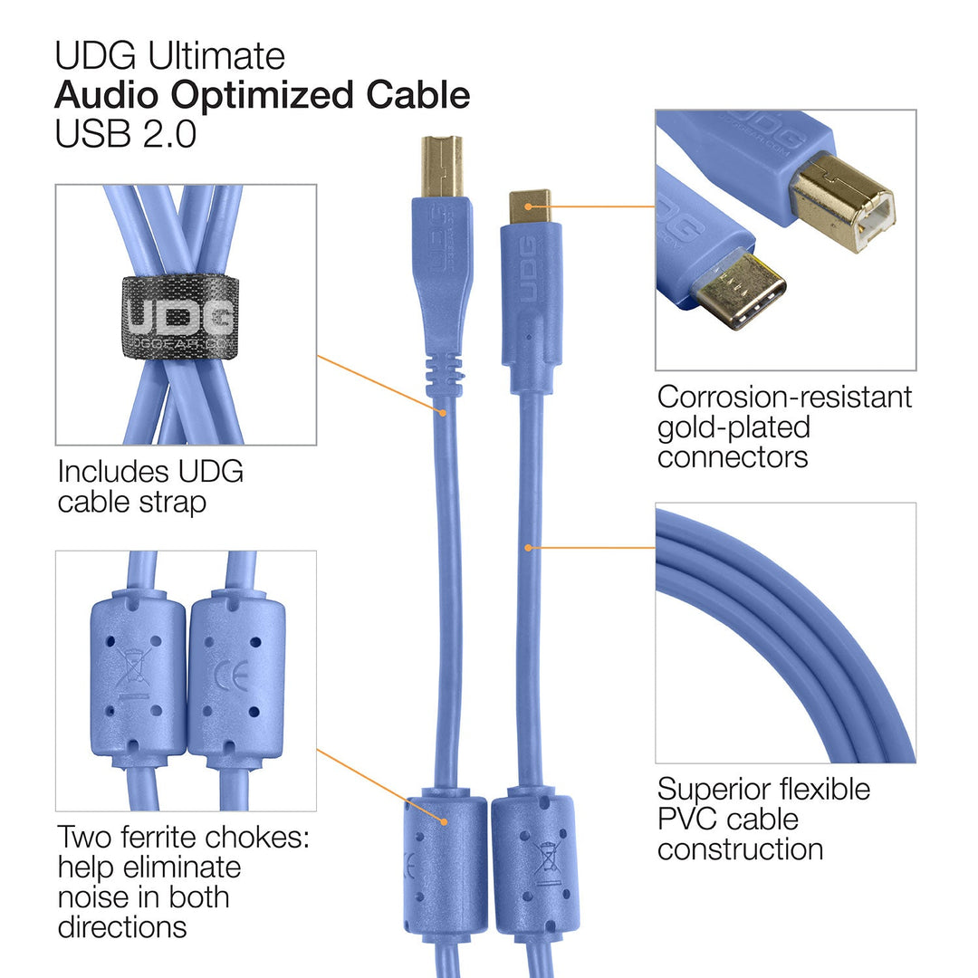UDG Ultimate Audio Cable USB 2.0 C-B Azul Recto 1,5m