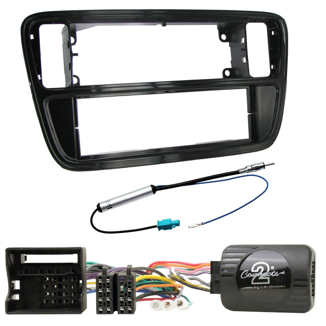 1-DIN KIT para Mii, Citigo y Up (Negro Brillante)