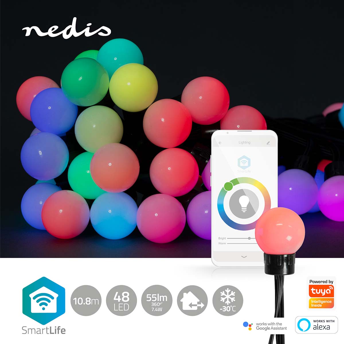 SmartLife Decorative LED | Party Lights | Wi-Fi | RGB | 48 LED's | 10.8 m | Android / IOS | Pen Diameter: 30 mm