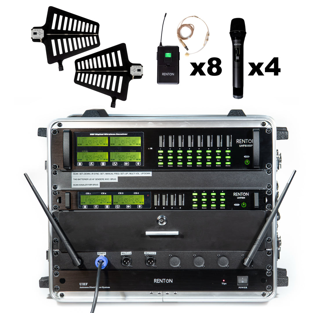 Renton Rack Sistema Inalámbrico Combinado (4 de Mano + 8 Auriculares)
