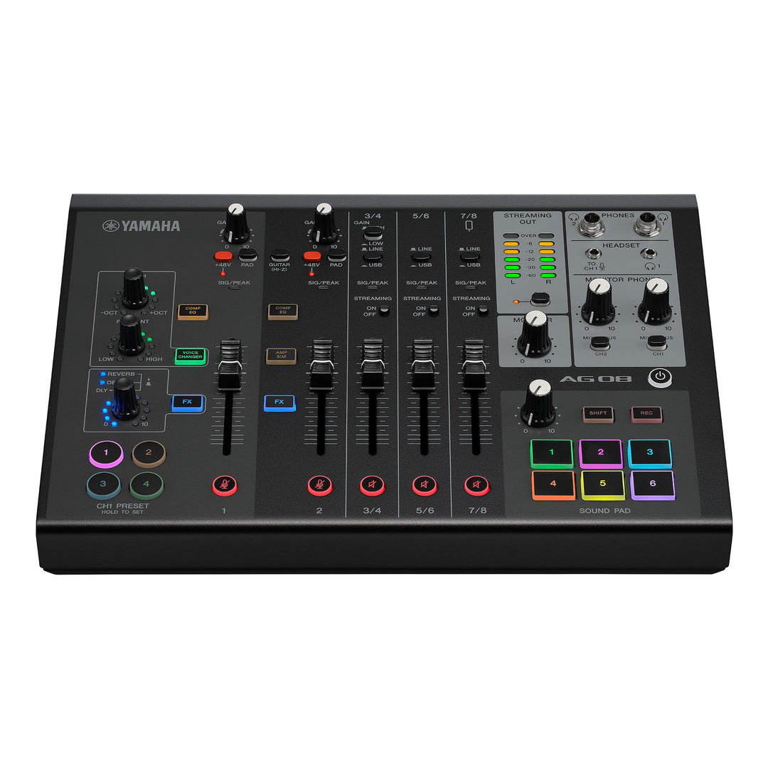 Yamaha AG08 - Mezclador para streaming en vivo (Negro)