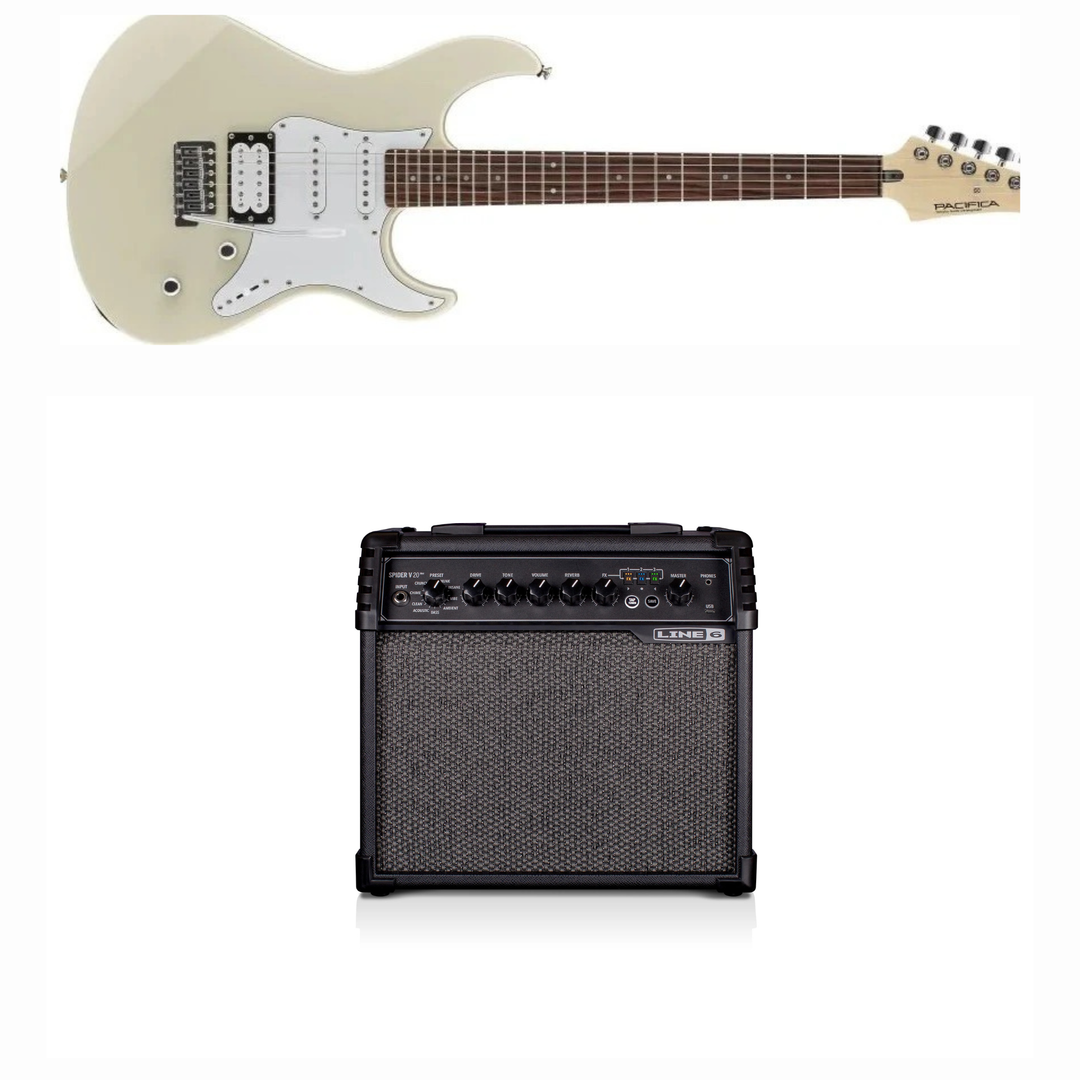 Yamaha Pacifica Guitarra eléctrica GPA112V (Vintage White) Bundle