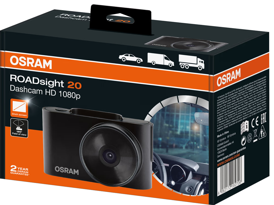 OSRAM ROADsight 20 Cámara para coche – Dashcam Full HD 1080p con gran angular de 120°
