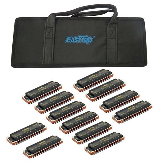 Easttop Blues armónica T008K - paquete de 12 unidades. C, G, A, D, E, F, Bb, B, F#, Eb, Ab y Db
