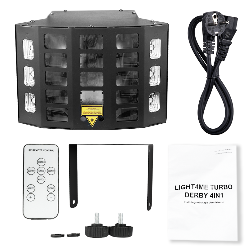 Light4Me Turbo Derby 4 en 1 – RGBW, UV, strobe y laser