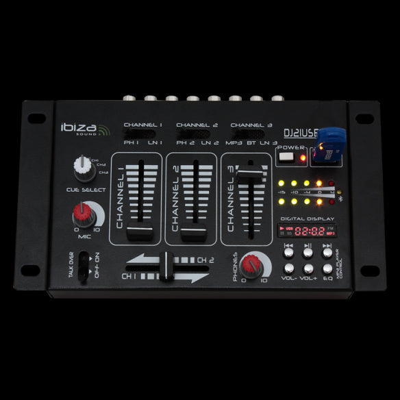 Ibiza DJ Mixer w. Bluetooth & USB