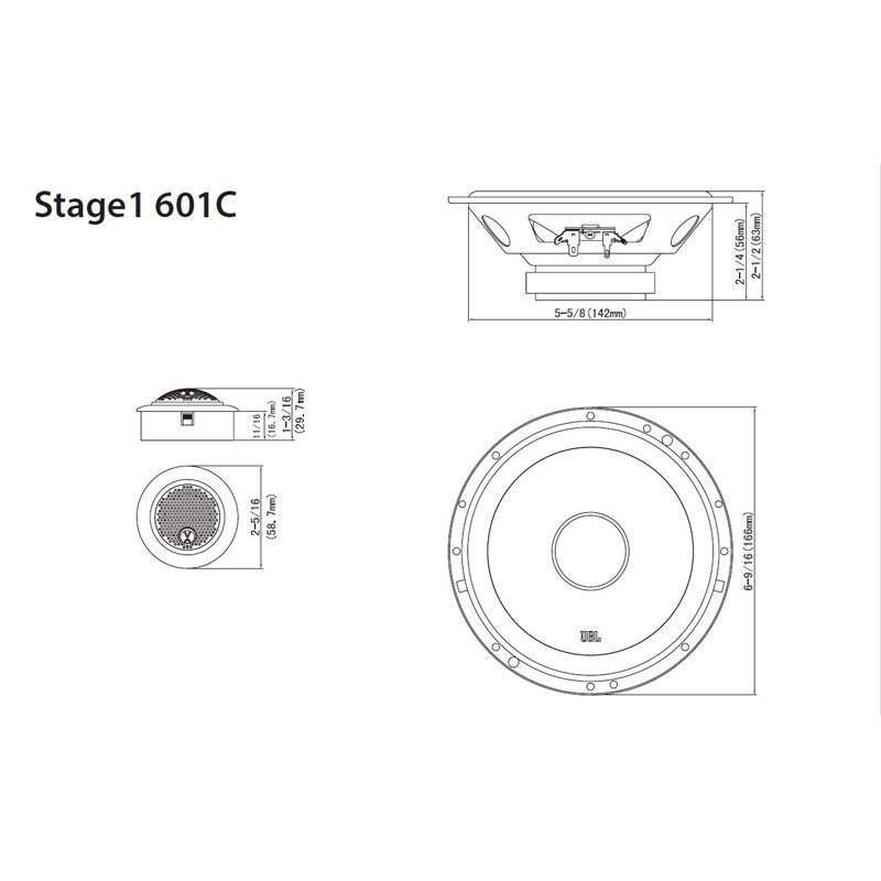 JBL Stage1 601C Juego de Altavoces para Coche (16cm)