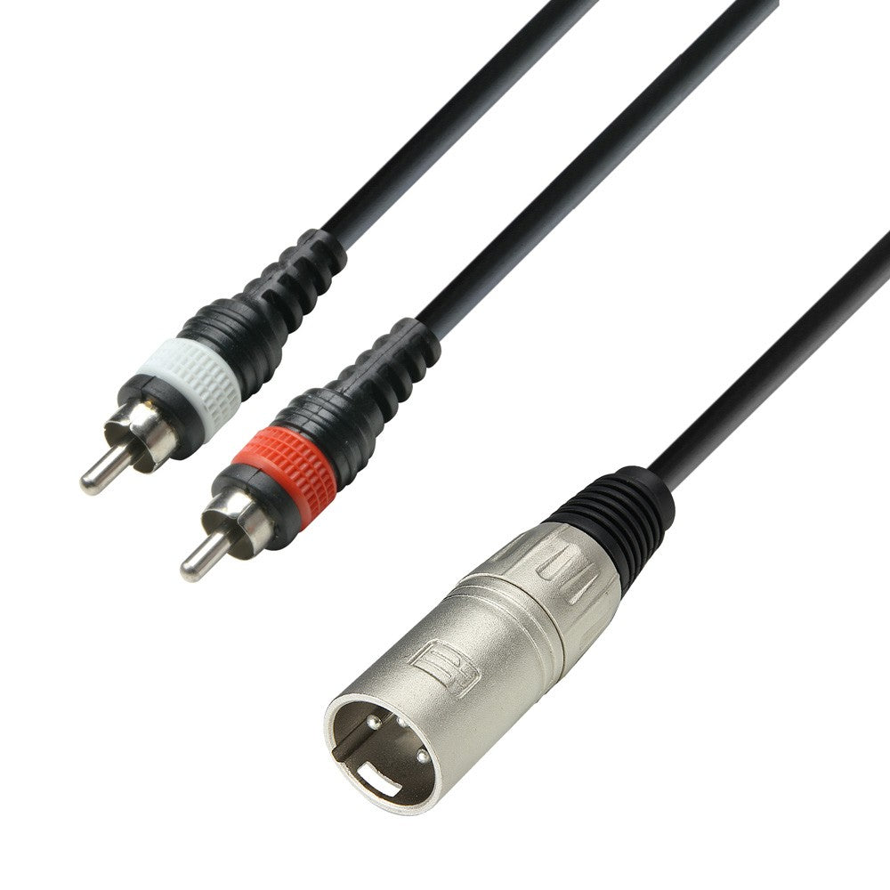Adapter Cable XLR Male to 2 x RCA Phono Male