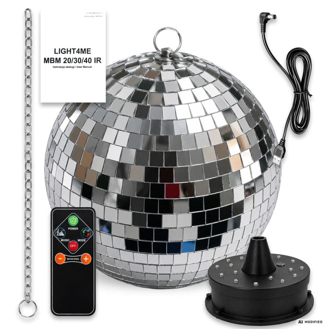 Light4Me bola de espejos de 20 cm con LED, motor y mando a distancia