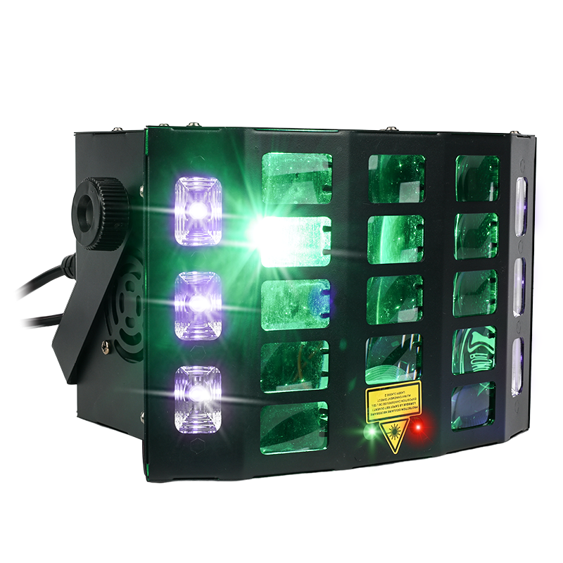 Light4Me Turbo Derby 4 en 1 – RGBW, UV, strobe y laser