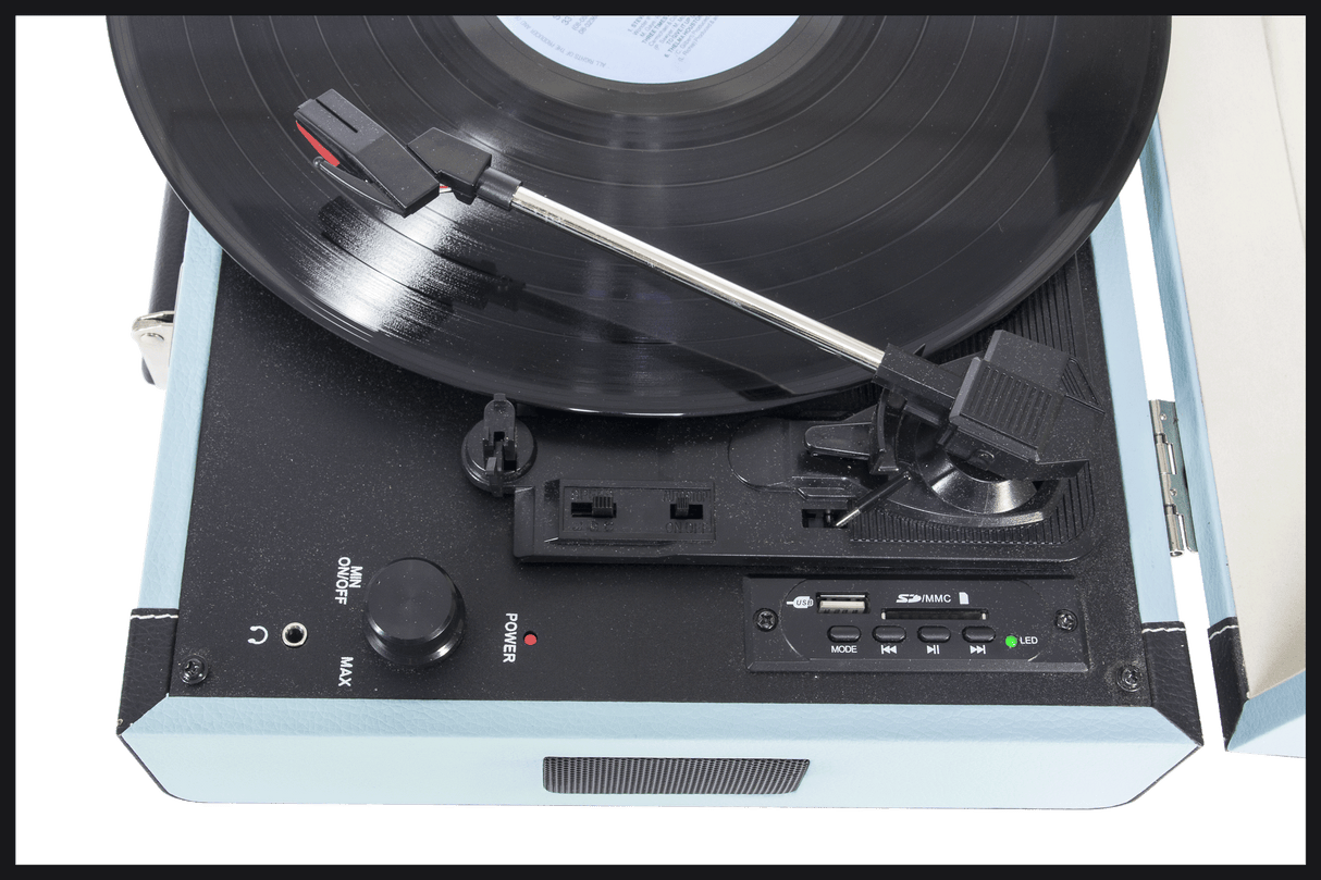 Madison Vintage Turntable with Bluetooth (Light Blue)