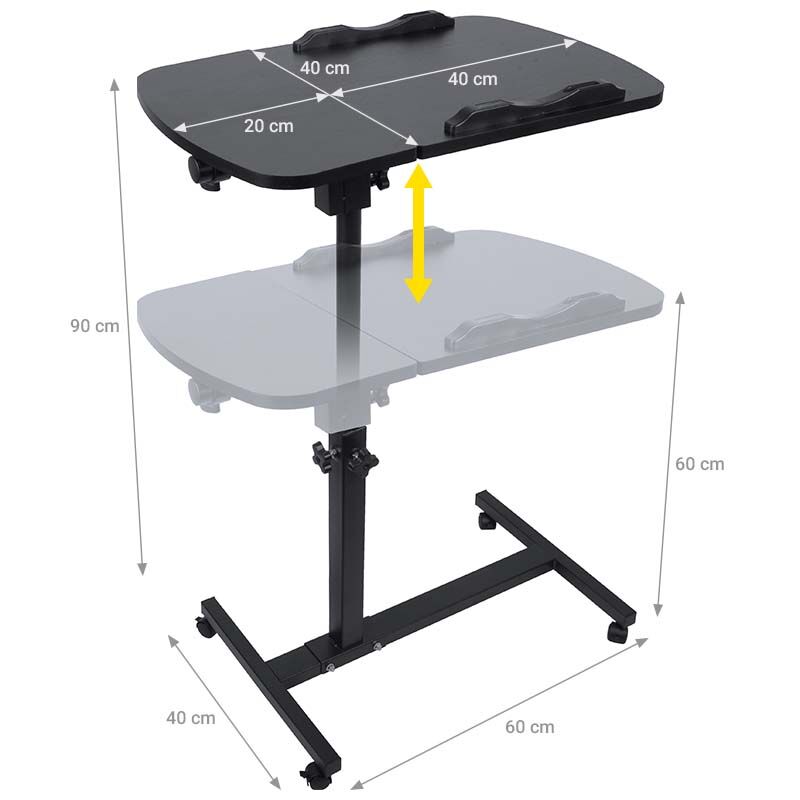 Mesa para portátil ajustable con ruedas