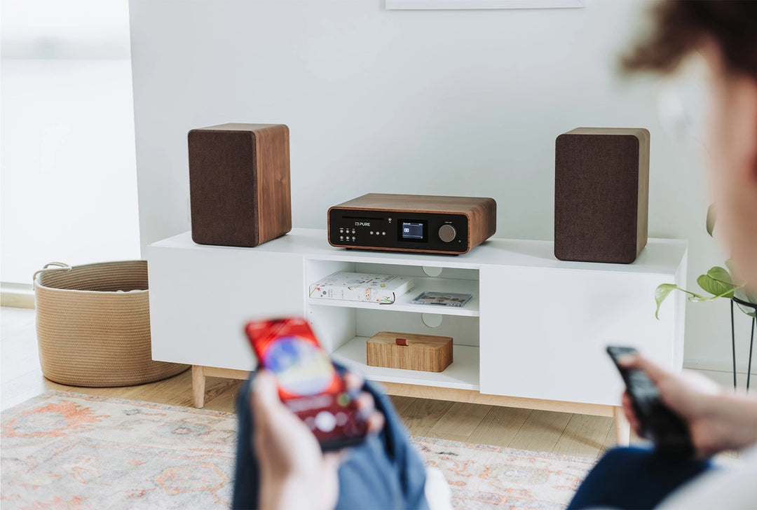 Pure Classic Sistema estéreo Hi-Fi – DAB+, CD, Bluetooth, 100W, nogal