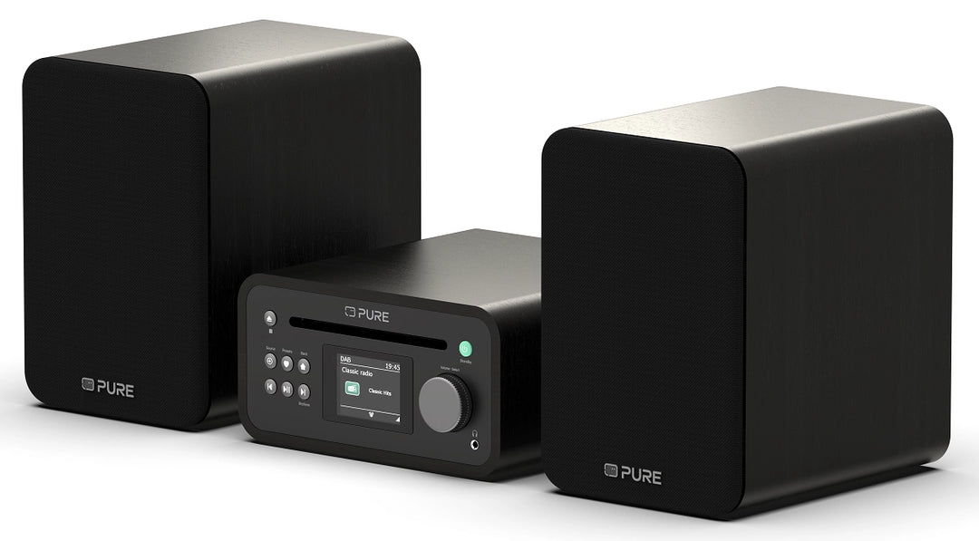 Pure Classic Sistema estéreo Mini Hi-Fi – DAB+, CD, Bluetooth, 40W, Negro