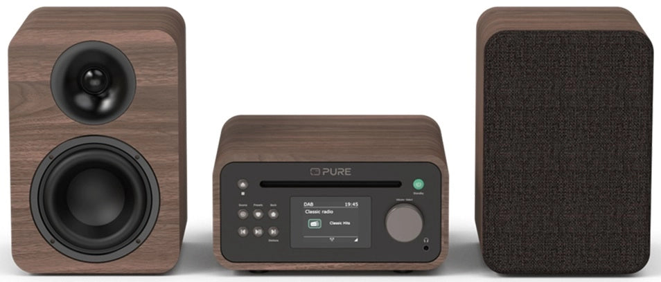 Pure Classic Sistema estéreo Mini Hi-Fi – DAB+, CD, Bluetooth, 40W, Nogal