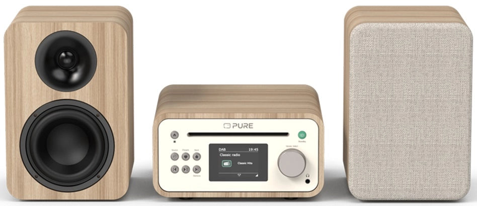 Pure Classic Sistema estéreo Mini Hi-Fi – DAB+, CD, Bluetooth, 40W, Madera de roble