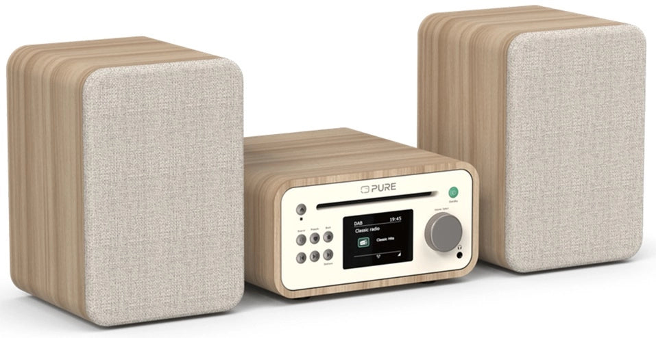 Pure Classic Sistema estéreo Mini Hi-Fi – DAB+, CD, Bluetooth, 40W, Madera de roble