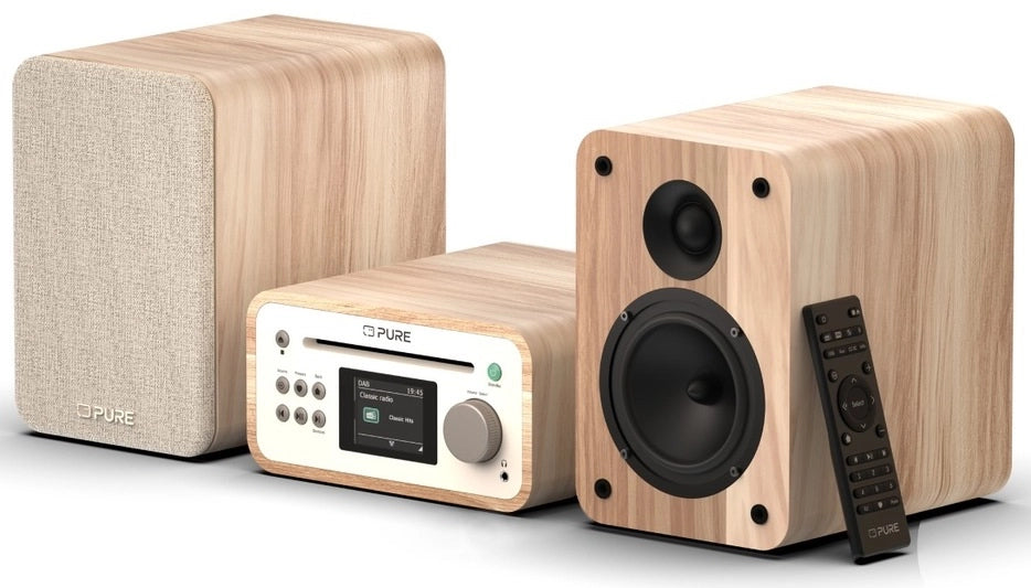 Pure Classic Sistema estéreo Mini Hi-Fi – DAB+, CD, Bluetooth, 40W, Madera de roble