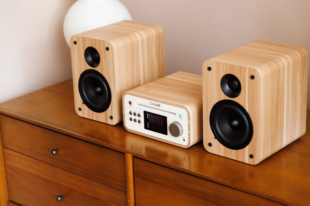 Pure Classic Sistema estéreo Mini Hi-Fi – DAB+, CD, Bluetooth, 40W, Madera de roble