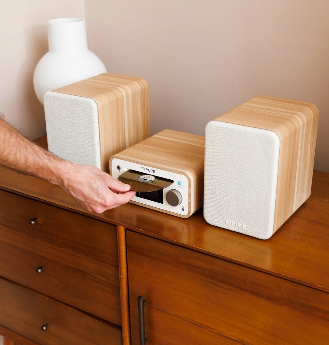 Pure Classic Sistema estéreo Mini Hi-Fi – DAB+, CD, Bluetooth, 40W, Madera de roble