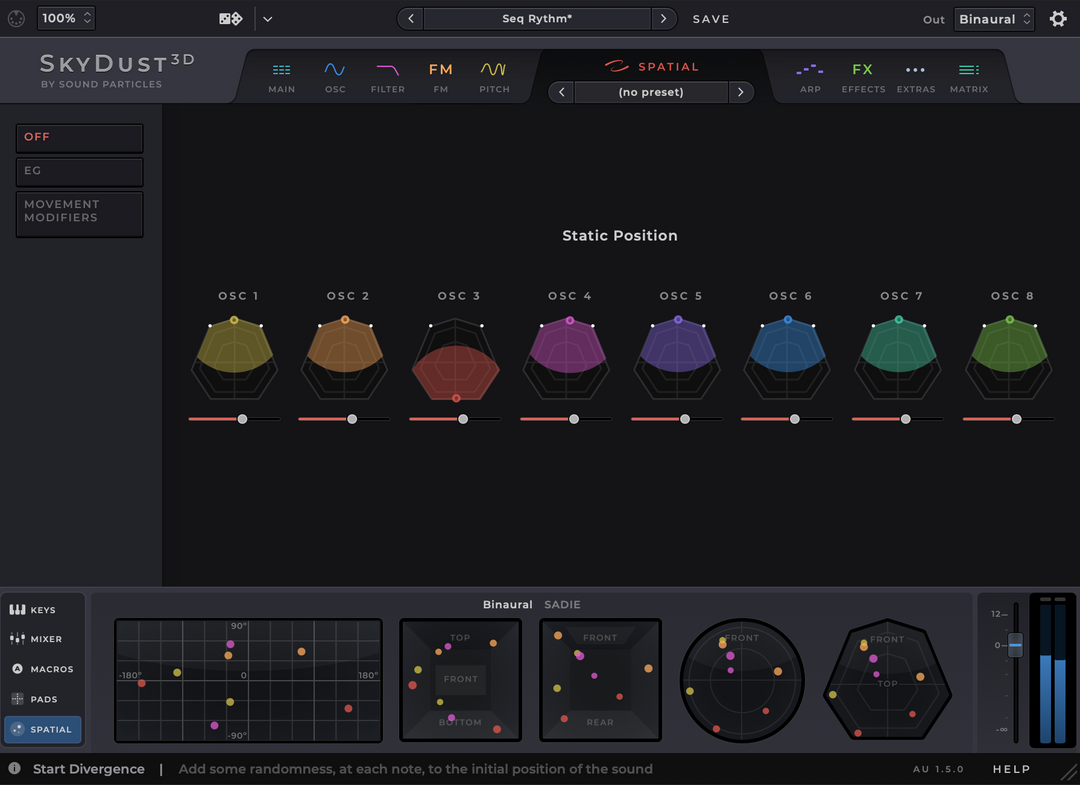 Sintetizador estéreo y binaural SkyDust