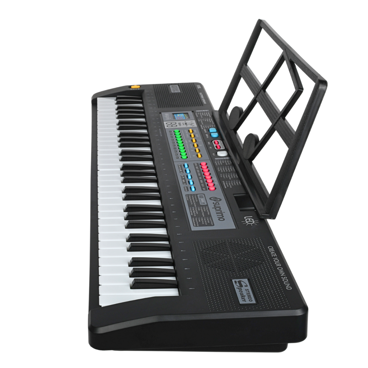 SUPRIMO 6109L Keyboard med Lysende Tangenter, Mikrofon og Nodestativ