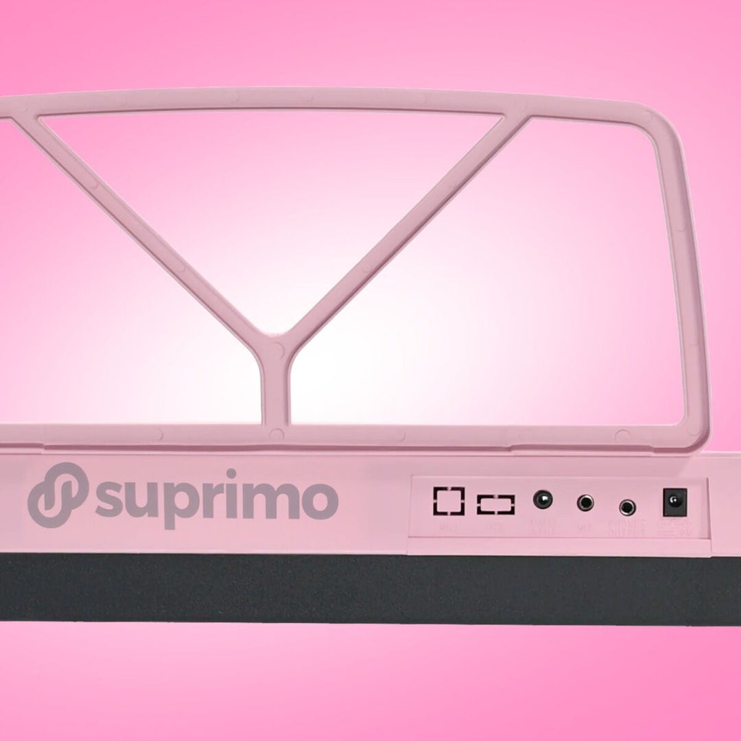 SUPRIMO Teclados 61 teclas Pink con Micrófonos y atril