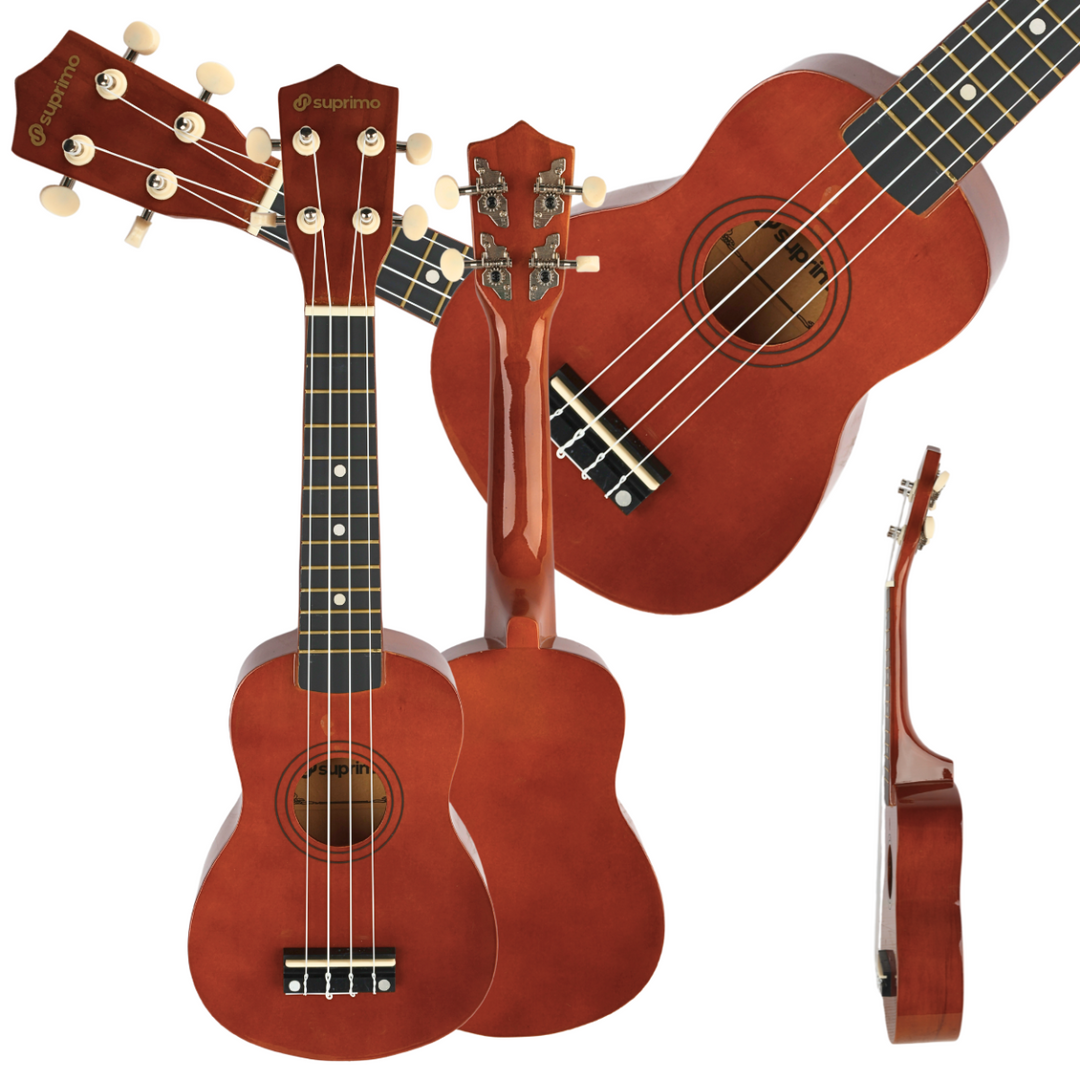 Ukeleles soprano, madera oscura