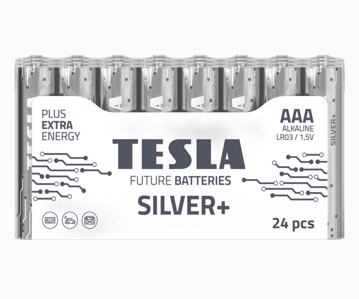 Pilas alcalinas Tesla Silver+ AAA (24 uds.)